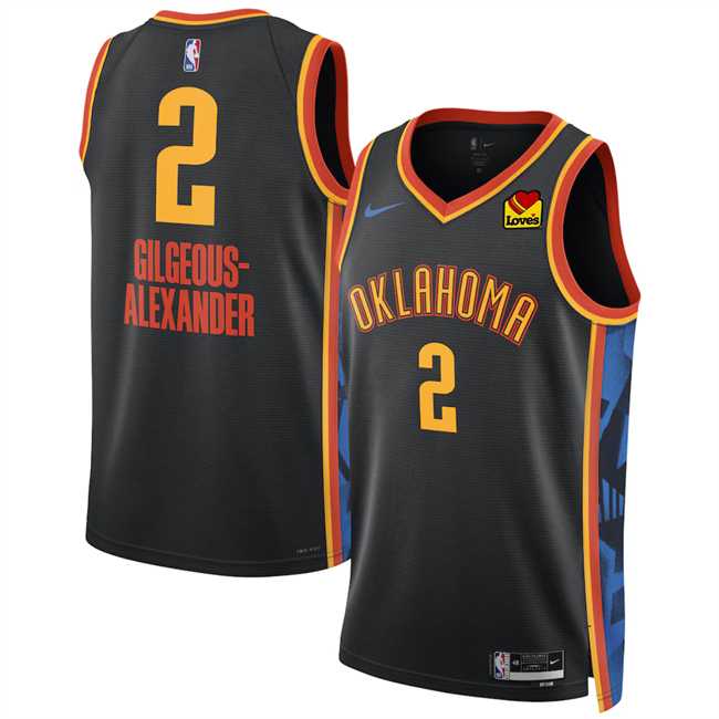 Mens Oklahoma City Thunder #2 Shai Gilgeous-Alexander Black 2024-25 City Edition Stitched Jersey Dzhi